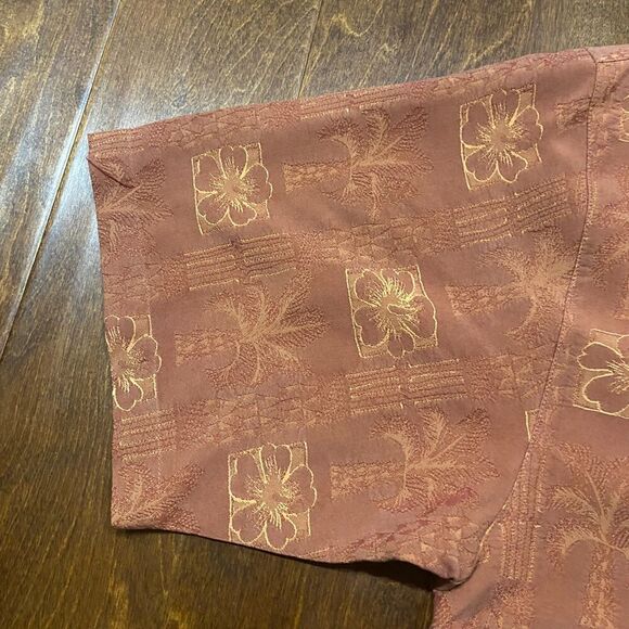 Tommy Bahama Casual Button Front Silk Rust Orange Hawaiian Shirt Men's Size L - Picture 4 of 8